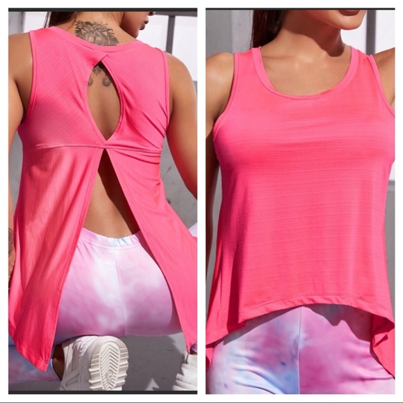 Tank Top Peekaboo Split Back Sports LG - Picture 2 of 3